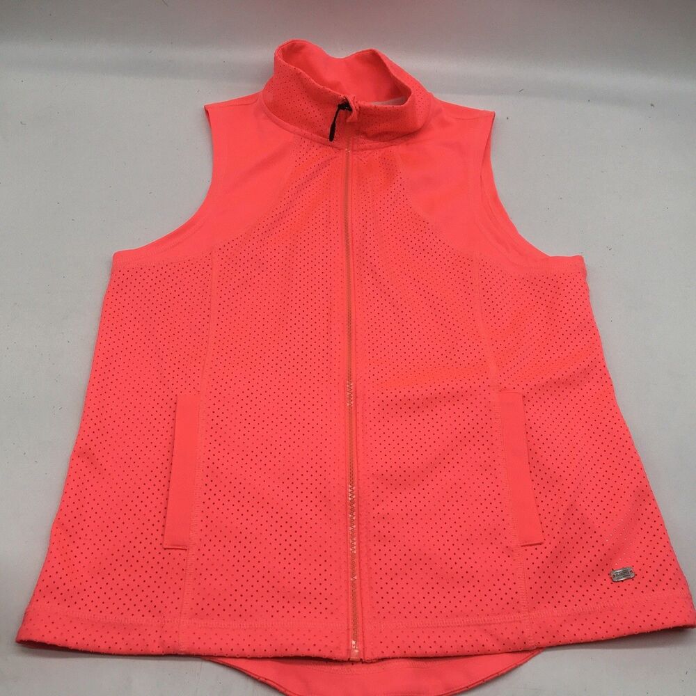 Tommy Hilfiger Sport Womens Perforated Full Zip Vest Pink High Vis Activewear L